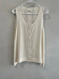 Rag & Bone Blouse Womens 6 Ivory Off White Striped Silk Scoop Neck Tank Spots - Picture 1 of 7