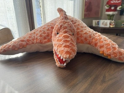 Pelúcia de dinossauro pterodáctilo Pillow Pets 18” bicho de pelúcia laranja dinossauro anos 2000 Y2K - Imagem 1 de 4