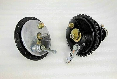 Delantero Trasero Medio Ancho Hub Freno de Tambor Kit Completo Para Real Enfield - Imagen 1 de 3