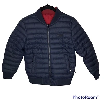 Chaqueta reversible MWT QLZ para niños talla 6 acolchada azul marino y borgoña con cremallera bolsillos delanteros Foto 1 de 4