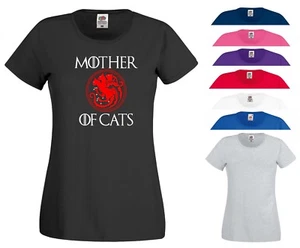 Camiseta Madre de Gatos Amantes de los Gatos Juego de Tronos Cumpleaños Día de la Madre Regalo Top - Imagen 1 de 2