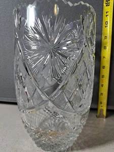 Vaso cristallo piombo pesante soffiato bocca bohemien 10" bellissimo #4084BMT - Foto 1 di 8