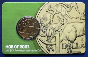 2015 $1 Mob Of Roos ""P"" Perth Privy Mark Unc moneda solo 5,000 acuñación - Imagen 1 de 1