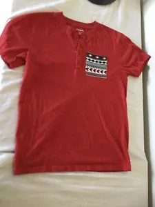 Youth Shirt Small Red Aztec Chest Pocket Carbon Brand - Picture 1 of 5