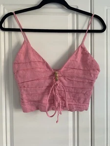 Zara Strappy Pink Crop Top Holiday Summer Size XS Fit sz6 Zip - Picture 1 of 4