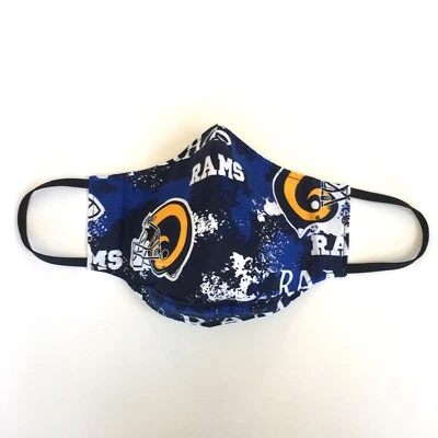 Handmade Adult Cloth Face Mask Rams helmets nose wire chin piece lined cotton Foto 1 de 2