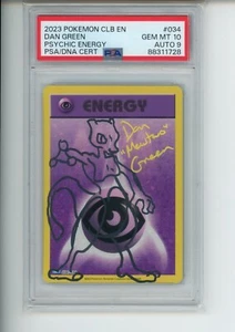 2023 Pokemon Psychic Energy 034/034 Promo Dan Mewtwo Green Sketch Auto PSA 10 9 - Picture 1 of 2
