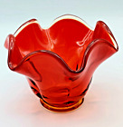 Vintage L.E. Smith Red/Amberina Footed Glass Candy Dish/ Cadmium Glow w/UV Light