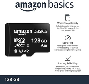 Amazon Basics Carte Mémoire Micro SDXC avec Adaptateur Pleine Taille, A2, U3, Vitesse de Lecture - Photo 1 sur 7