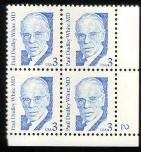 US. 2170. 3c. Paul Dudley White MD, Great American. PB4 #2 LR. MNH. 1986 - Picture 1 of 2
