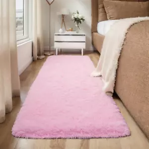 Soft 2x6 Feet Hallway Runner Rug Modern Shag Carpet Shaggy 2 × 6 Feet Pink - Picture 1 of 11