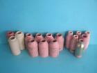 MIXED LOT OF 16 NEW LINDE CERAMIC TORCH TIPS 4/6 PINK/WHITE CARBIDE CUPS
