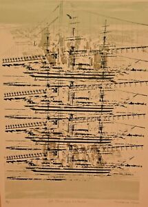 CLAUDE MADELEINE Original Modern Sail Ship Boat Harbor Artist Proof Lithograph