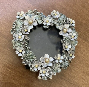 Herzförmig R.J. Graziano Miniatur mit Juwelen Blumen Bilderrahmen - Bild 1 von 7