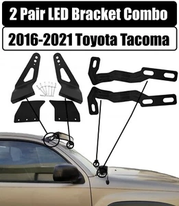 LED Bracket Combo for Light Bar & Engine Hood Lights for 2016-2021 Toyota Tacoma - Bild 1 von 12
