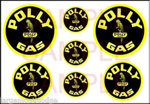 VINTAGE STYLE 1 3/4 UND 1/2 ZOLL POLLY GAS ÖL AUFKLEBER  - Bild 1 von 1
