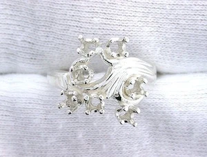 Sterling Silver 7 3mm Stone Mothers Prenotched Fleur Ring Gem Mounting Size 6.5 - Picture 1 of 3