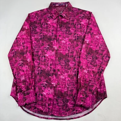 Camisa Robert Graham Para Hombres Mediana Calce Clásico Rosa Floral Abstracto Puño Abatible Foto 1 de 4