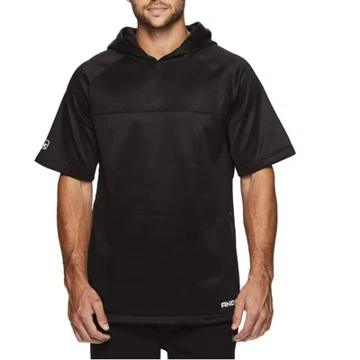 Sudadera con capucha deportiva de manga corta de lana negra grande AND1 para hombre Foto 1 de 4