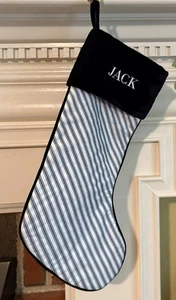 Petite Plume MARINEBLAU FRANZÖSISCH TICKEND kariert 19" Weihnachtsstrumpf: Monogramm JACK - Bild 1 von 11