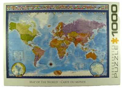 Eurographics Map of the World Jigsaw Puzzle 1000 Piece Maps Oceans Gift Complete - Image 1 of 2