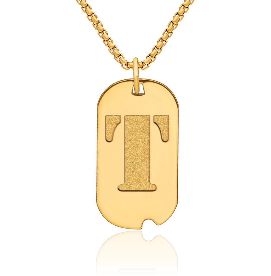 Collar con etiqueta de perro inicial letra T de oro amarillo macizo de 14K Foto 1 de 1