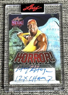 2025 Leaf Metal Halloween Hulk Hogan HORROR Graveyard Auto #1/1 - "12X Champ" - Image 1 of 4