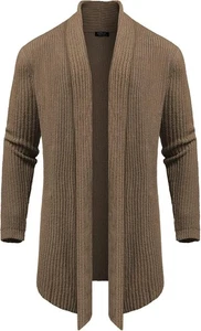 COOFANDY Herren Schalkragen Lange Strickjacke Strick Rüschen Mode Pullover Drapiert Cape - Bild 1 von 12