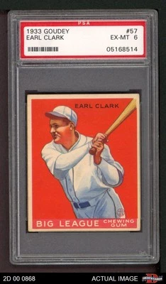 1933 Goudey #57 Earl Clark Senators PSA 6 - EX/MT - Image 1 of 2
