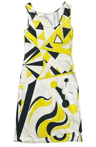 EMILIO PUCCI Shift Dress Sleeveless Tank Mod Print Cotton Knit Yellow Size 6 - Picture 1 of 11