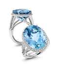 Künstlicher Blauer Aquamarin Verlobungsring,Hochzeit Ring,925 Sterlingsilber