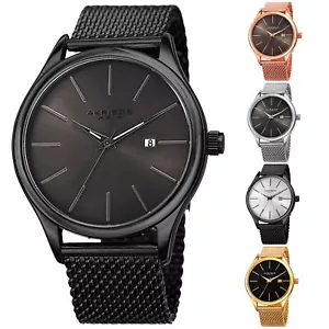 Herren Akribos XXIV AK959 Quarz Sunray Zifferblatt Datum Edelstahl Netz Uhr - Bild 1 von 22