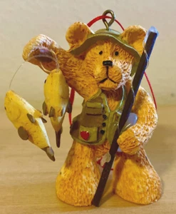 Kurt S. Adler Fisherman Bear with Two Fish and Pole Christmas Holiday Ornament - Picture 1 of 7