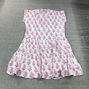 Oliphant Dress Womens Medium Roll Sleeve Dress Tulip Pink Floral 1120V Halter - Picture 1 of 9