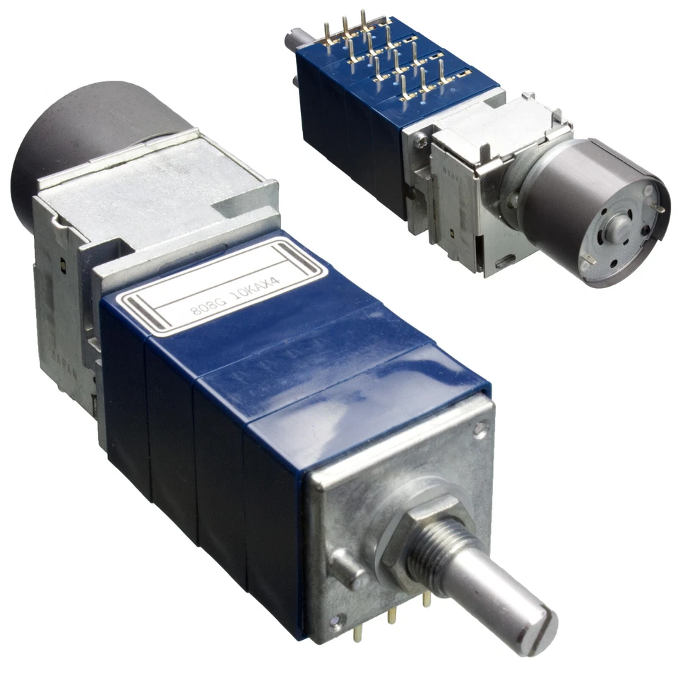 ALPS 10K quad-unit Potentiometer motorized logarithmic audio taper pot RK27  - Image 1 of 4
