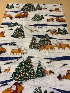 Alexander Henry Christmas Fabric - Trees Elves Snow Sleigh Reindeer Santa 1 yd - Picture 1 of 3
