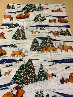 Alexander Henry Christmas Fabric - Trees Elves Snow Sleigh Reindeer Santa 1 yd - Image 1 of 3