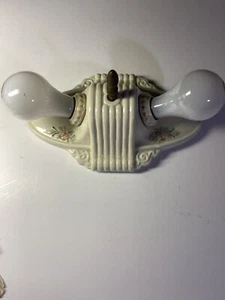 Lámpara Vintage Porcelana Cerámica Doble Enchufe Art Deco Floral - Imagen 1 de 10