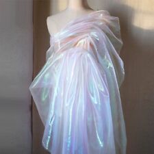1M Iridescent Laser Shiny Gauze Fabric Tulle Tissue Organza DIY Wedding Dress