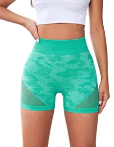 Women High Waist Yoga Shorts Tummy Control Running Gym Workout Biker Shorts - Picture 1 of 9