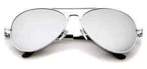 AVIATOR Classic Mirrored Sunglasses Retro Celebrity SILVER MIRROR Pilot Cop NEW - Picture 1 of 1
