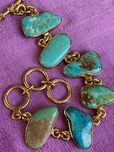 Charles Albert Campo Frio Turquoise & Alchemia Gold Handcrafted Artisan Bracelet - Picture 1 of 24