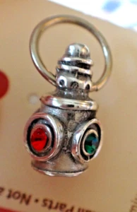 Sterling Silver Red Green Crystal Lantern Railroad Locomotive Train Tie tack Pin - Picture 1 of 4