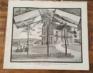 Antique Engraving - RES. OF REV. MARY BAKER G. EDDY, N.HAMPSHIRE - 1892 ATLAS - Picture 1 of 5