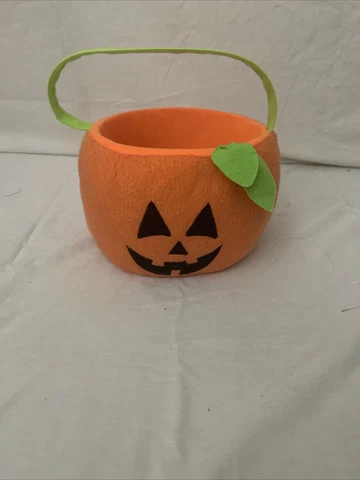 Spirit Halloween plush orange pumpkin face bucket Cover