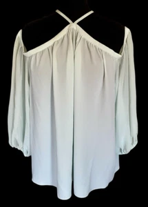 1.State Sheer Halter Neck Off Shoulder Blouse Plus Sz 1X Mint Julep Green NWT - Picture 1 of 12