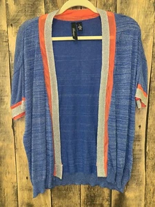 Boutique BKE Buckle Open Fly Away Cardigan Sweater Topper S/S Large L Blue (B14) - Picture 1 of 10