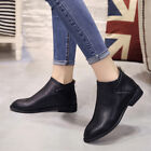 Women Shoes Ankle Boots Ladies Flat Heel Zipper Comfy Booties Pumps Pu Round Toe