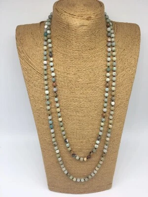 Envío Gratis Nudo Largo 5-6mm 29” Piedras Amazonita Cuentas Collar Joyería Regalo Foto 1 de 4