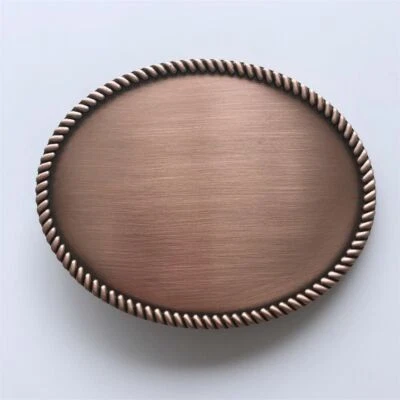 Red Copper Plated Western Rope Oval Blank Metal Fashion Belt Buckle - Image 1 of 2